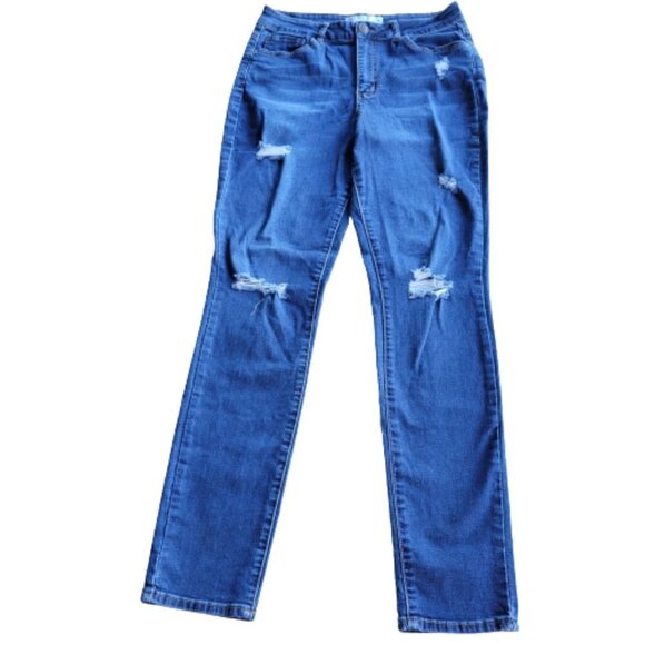 RSQ Jeans Size 13 Manhattan High Rise Distressed Skinny Medium Wash Denim Jeans - Picture 2 of 12